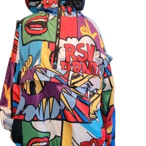 Reason NYC Pop Art Comic Book Anorak - Men’s Small - MonReason Black Mesh Jacket